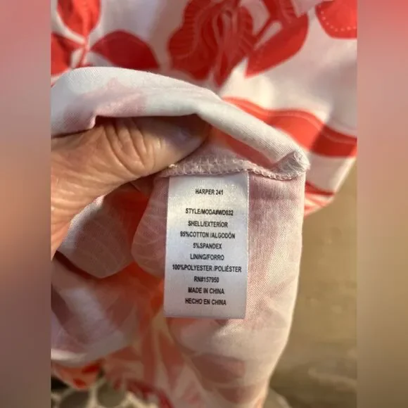 Floral Coral and White Dress Harper 241 tropical floral sheath classic summer - Picture 5 of 6